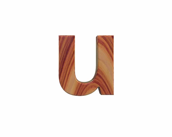Lettertype satijn klaar rozenhout endgrain kleine letters u renderen — Stockfoto