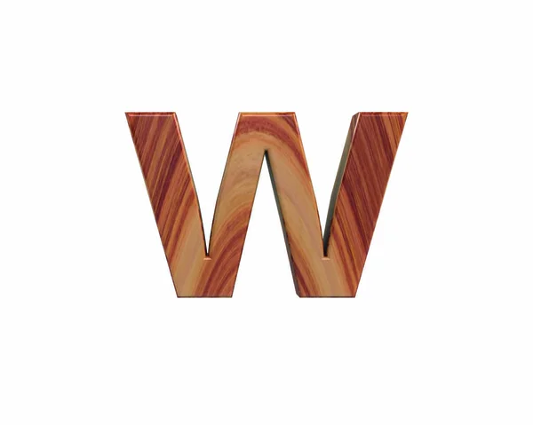 Carattere satin finished rosewood endgrain lowercase w render — Foto Stock