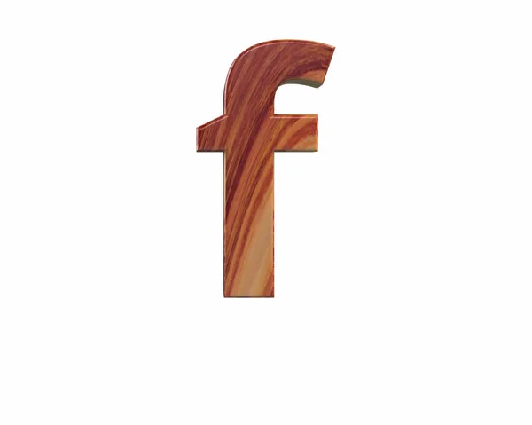 Lettertype satijn klaar rozenhout endgrain kleine letters f renderen — Stockfoto