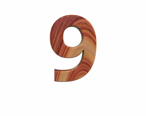 Απόδοση γραμματοσειρά σατέν τελειωμένο ξύλο τριανταφυλλιάς endgrain αριθμός 9 — Φωτογραφία Αρχείου