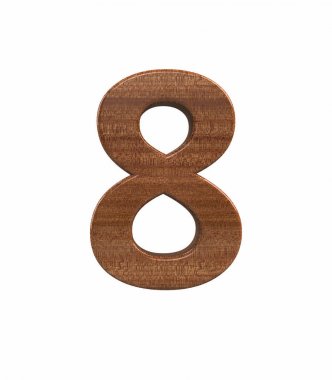 Maun sayı 8 render cilalı yazı tipi