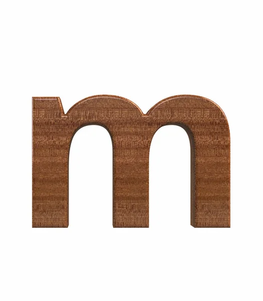 Polerowane mahoniowe małe litery m renderowania czcionek — Zdjęcie stockowe