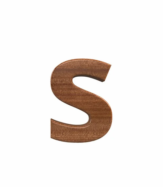 Font Polished mahogany lowercase s render — Stock Photo, Image