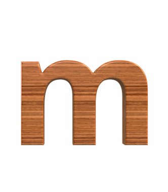 Ceviz küçük harf m render cilalı yazı tipi