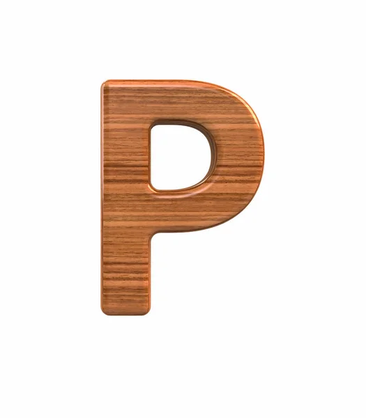 Lettertype gepolijst walnoot hoofdletter P renderen — Stockfoto