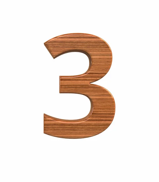 Font Polished walnut number 3 render — Stock Photo, Image