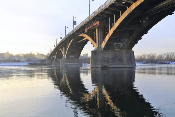 Die Alte Brücke Über Den Angara Irkutsk — Stockfoto