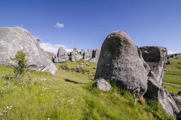 Vápencové Skalní Útvary Castle Hill Jižní Ostrov Nový Zéland Oceánie — Stock fotografie