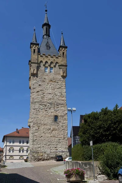 Blue Tower Západní Udržet Bývalého Císařského Paláce Staufen Historického Centra — Stock fotografie