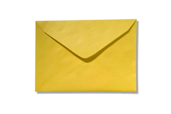 Gele Envelop Geïsoleerd Witte Achtergrond — Stockfoto