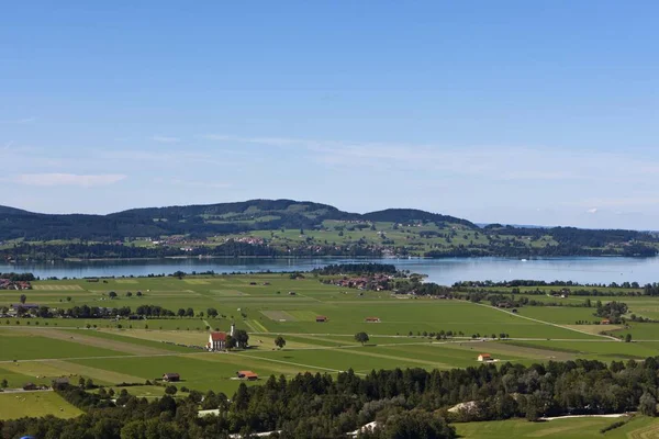 Vista Desde Monte Tegelberg Hasta Lago Forggensee Lago Illasbergsee Alta — Foto de Stock