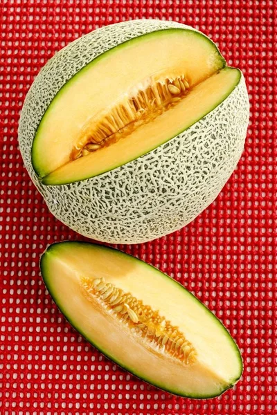 Melon Cucumis Melo Röd Bordsduk — Stockfoto