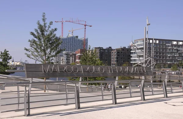 Marco Polo Terraces Hafencity Sandtorhafen Harbour Hamburgo Alemanha Europa — Fotografia de Stock