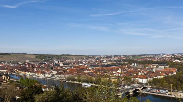 Zobacz Wuerzburg Widziany Twierdzy Marienberg Frankonii Bawaria Niemcy Europa — Zdjęcie stockowe