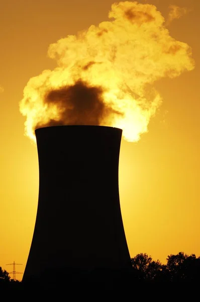 Planta Nuclear Grafenrheinfeld Cielo Atardecer — Foto de Stock