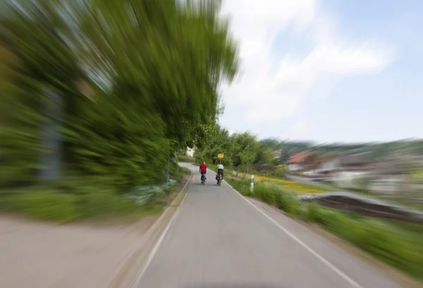 Movimiento Alta Velocidad Carretera Del País Acercándose Los Ciclistas Schoenbrunn — Foto de Stock