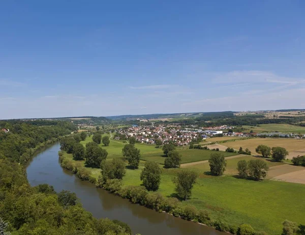 Blick Über Den Neckar Richtung Offenau Neckartal Baden Württemberg Deutschland — Stockfoto