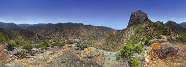360 panorama of the striking volcanic vent Roque El Cano, Vallehermoso, La Gomera, Canary Islands, Spain, Europe  clipart