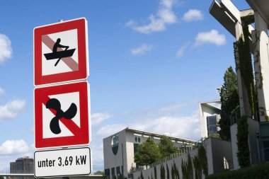 Navigation signs, Federal Chancellery at back, Berlin, Germany, Europe clipart