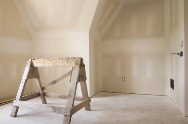 Unfinished room in a residential home, Quebec, Canada, North America clipart
