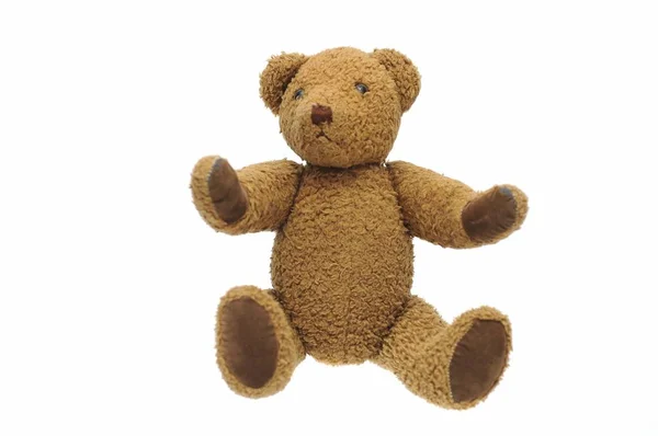 Alter Teddybär Isoliert Auf Weiß — Stockfoto