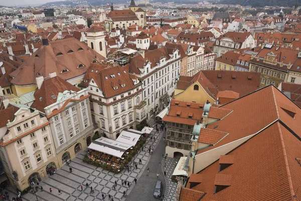 Terakota Dachu Budynków Starego Miasta Praga Czechy Europa — Zdjęcie stockowe