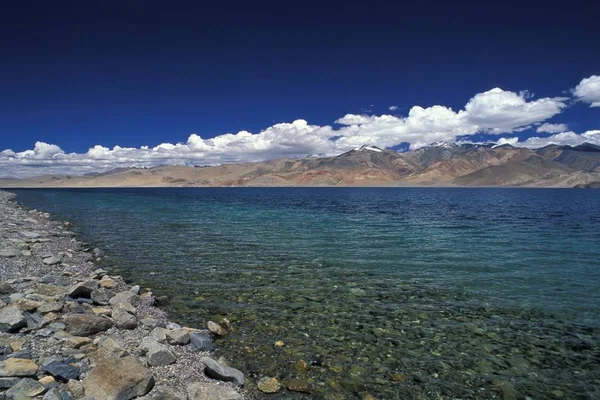 Bank Hög Höjd Lake Tso Moriri Tsomoriri Eller Sjön Moriri — Stockfoto