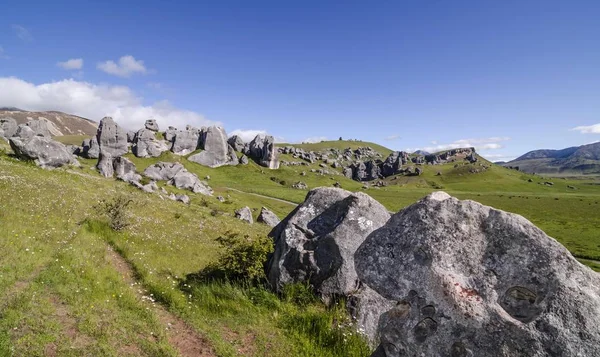 Mészkő Sziklaalakzatok Vár Hegy South Island Zéland Ausztrália Óceánia — Stock Fotó