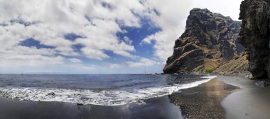 panorama shot, Rocks on the beach of Playa de Masca, Tenerife, Canary Islands, Spain, Europe clipart