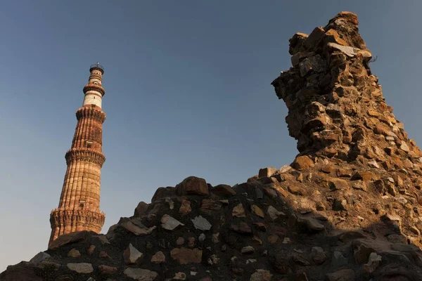 Qutb Minar Minaret Wpisanego Listę Światowego Dziedzictwa Kulturowego New Delhi — Zdjęcie stockowe