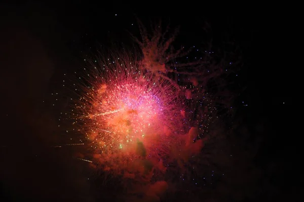 Beautiful Fireworks Night Sky New Year Party Celebration — Stock Photo, Image