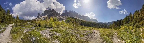 360 Panoramautsikt Adolf Munkel Leden Geisler Grupp Odle Bergen Villnoess — Stockfoto