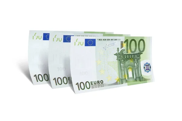 100 Euro Banknotes Isolated White Money Concept — Stock Photo, Image