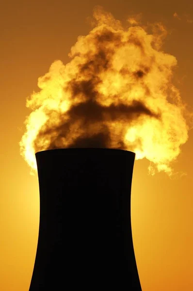 Planta Nuclear Grafenrheinfeld Cielo Atardecer — Foto de Stock