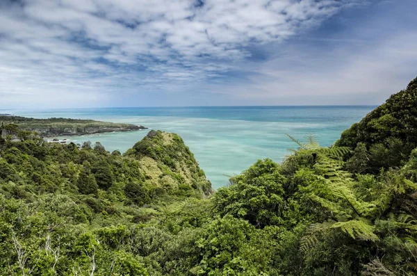 Vista Sobre Densa Vegetación Hacia Verde Mar Costa Oeste Mirador — Foto de Stock