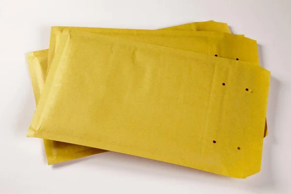 Žlutá Poštovní Obálky Tašky — Stock fotografie