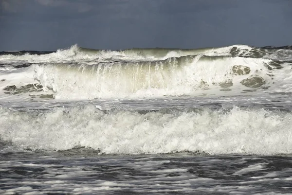 Ondas Praia Praia Henne West Jutland Dinamarca Europa — Fotografia de Stock