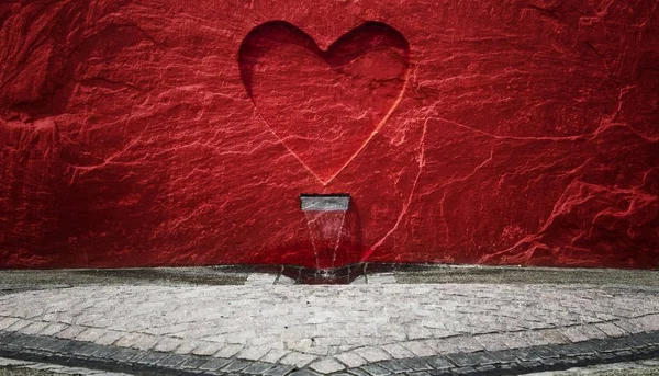 Corazón Rojo Una Pared Del Edificio — Foto de Stock