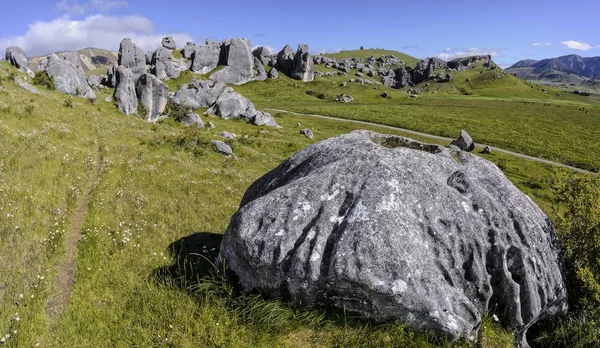 Mészkő Sziklaalakzatok Vár Hegy South Island Zéland Ausztrália Óceánia — Stock Fotó