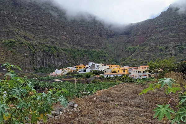Kleine Ongerepte Kust Dorp Van Agulo Bananenplantage Gomera Canarische Eilanden — Stockfoto