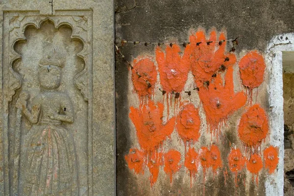 Sati Handprints Karni Fort Bambora Rajasthan Índia Ásia — Fotografia de Stock