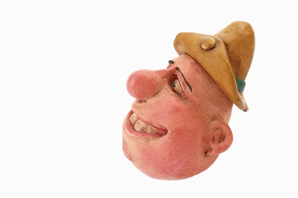 Çizgi Film Karakteri Bir Şapka Giymiş Kafa Gülümseyen — Stok fotoğraf