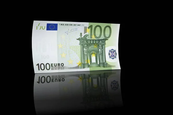 Banconota 100 Euro Isolata Nero — Foto Stock