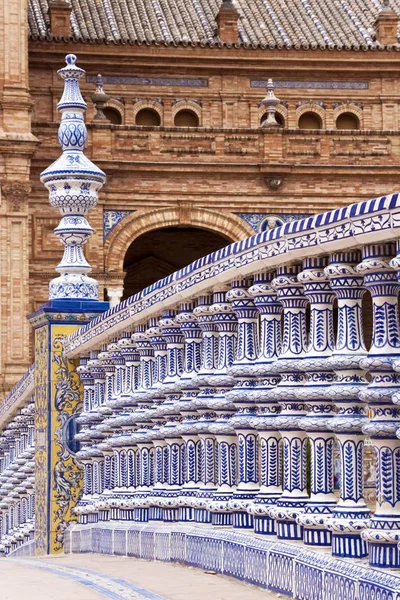 Zábradlí Mostu Plaza Espana Seville Španělsko Evropa — Stock fotografie