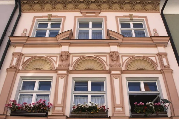 Ramen Gevel Het Historische Centrum Van Malcesine Beieren Duitsland Europa — Stockfoto