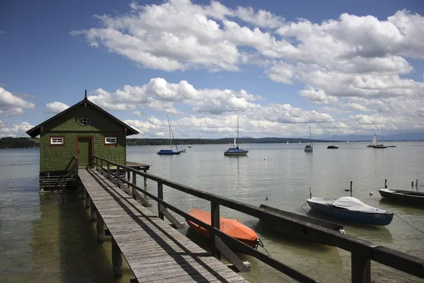 アマーゼー湖 Schondorf 上部のババリア ババリア ドイツ ヨーロッパのボートハウス — ストック写真