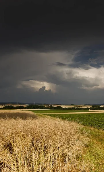 Silná Bouřková Mračna Nad Zemědělské Oblasti Bavorsko Německo Evropa — Stock fotografie