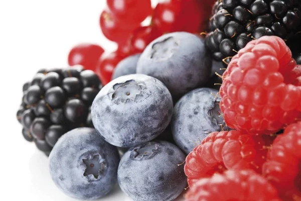 Picked Berries Raspberries Blueberries Blackberries Strawberries — Stock Photo, Image