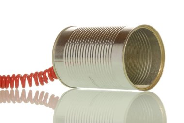Tin with telephone cable, symbolic image for communications clipart
