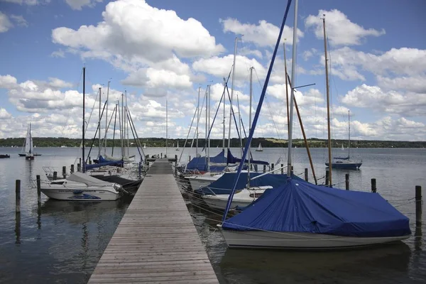 Muelle Orilla Schondorf Lago Ammersee Alta Baviera Baviera Alemania Europa — Foto de Stock